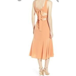 4sienna Elegant Sexy Women's Orange Double Bows & Zipper XS Midi Dress NEW #C